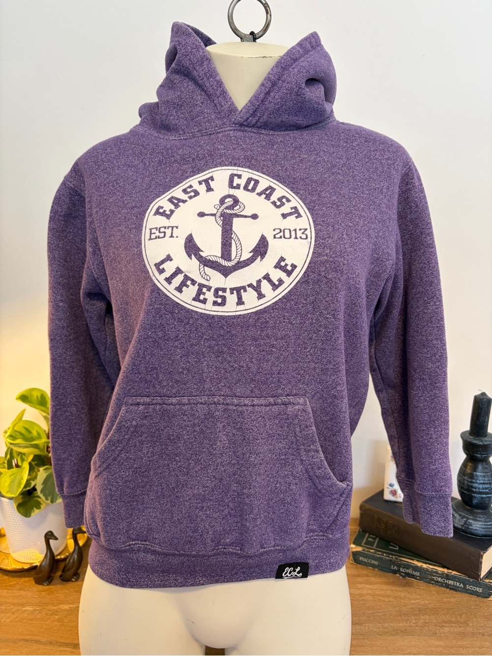 East Coast Lifestyle Purple Hoodie Size L kids  Sweatshirt